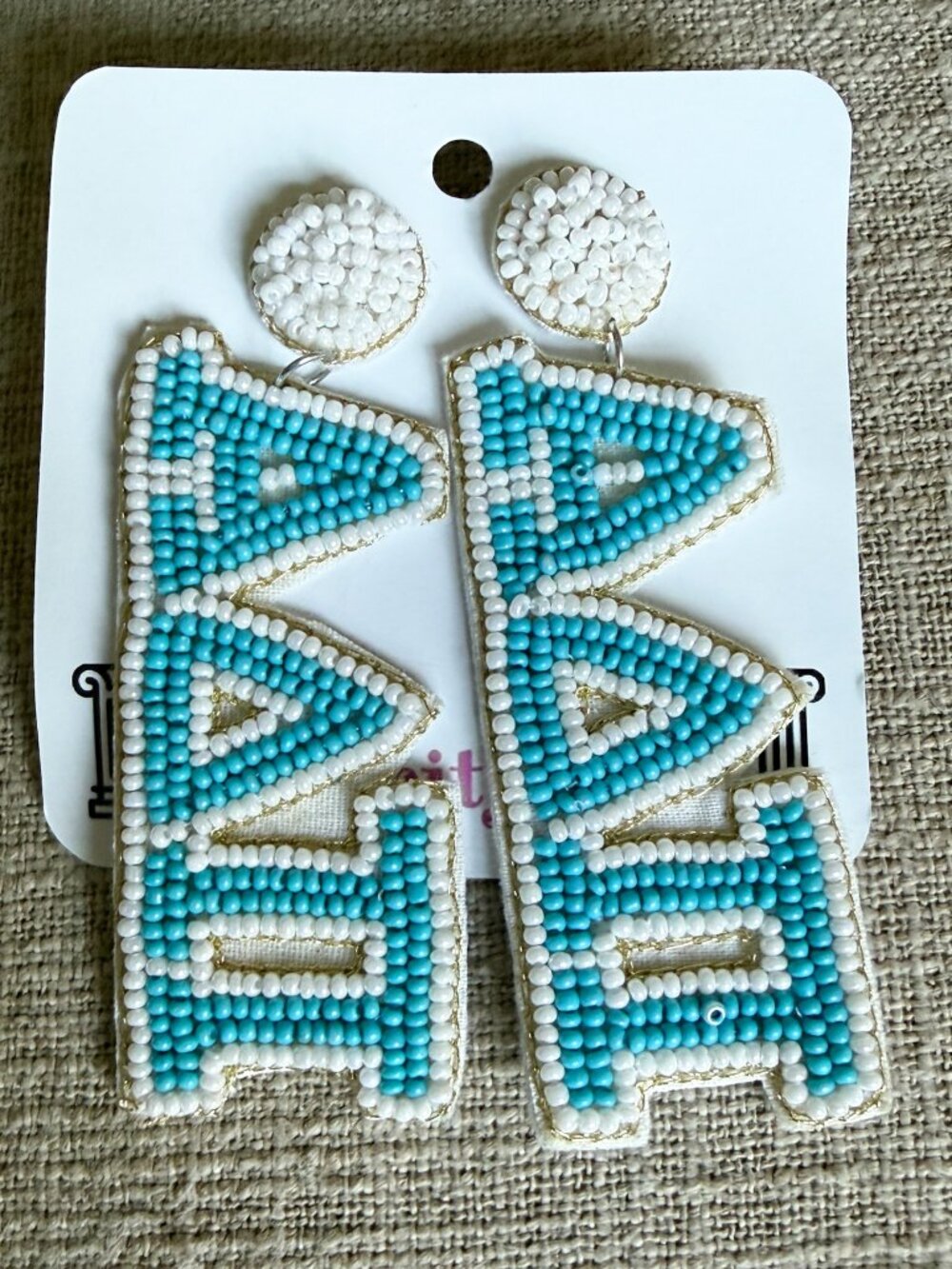 Alpha Delta Pi Beaded Earrings, NWT